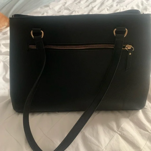 Anne Klein Black and Gold Shoulder Bag with Elegant Chain - Picture 3 of 9